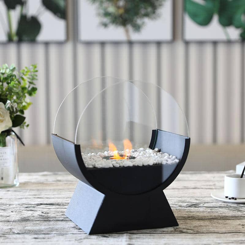 Cheminée decorative design Fire Glass noire