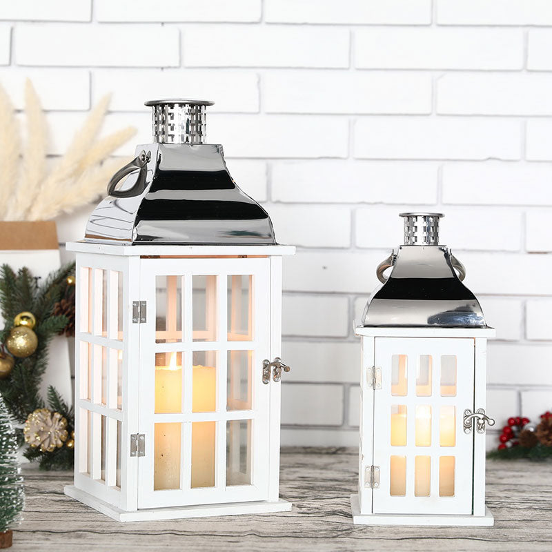 JHY DESIGN Decorative Candle Lanterns 12.5 High Stainless Steel Candle  Lanterns with Tempered Glass for Indoor Outdoor Events Parities and  Weddings