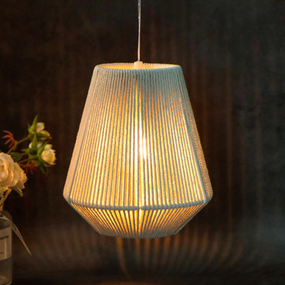 JHY DESIGN Battery Powered Hanging Lamp 8" H Woven Hemp Rope Decorative Pendant Lamp