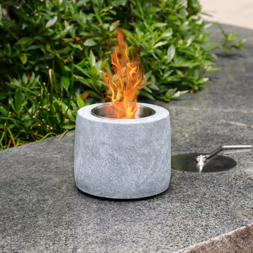 4.3"x3.5" JHY Round Gray Mini Fire Pit Tabletop Fireplace