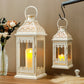 JHY DESIGN Set of 2 13''&19.5''H Decorative Candle Lanterns (Beige with Gold Brush)