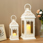 JHY DESIGN Set of 2 13''&19.5''H Decorative Candle Lanterns (Beige with Gold Brush)