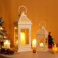 JHY DESIGN Set of 2 13''&19.5''H Decorative Candle Lanterns (Beige with Gold Brush)