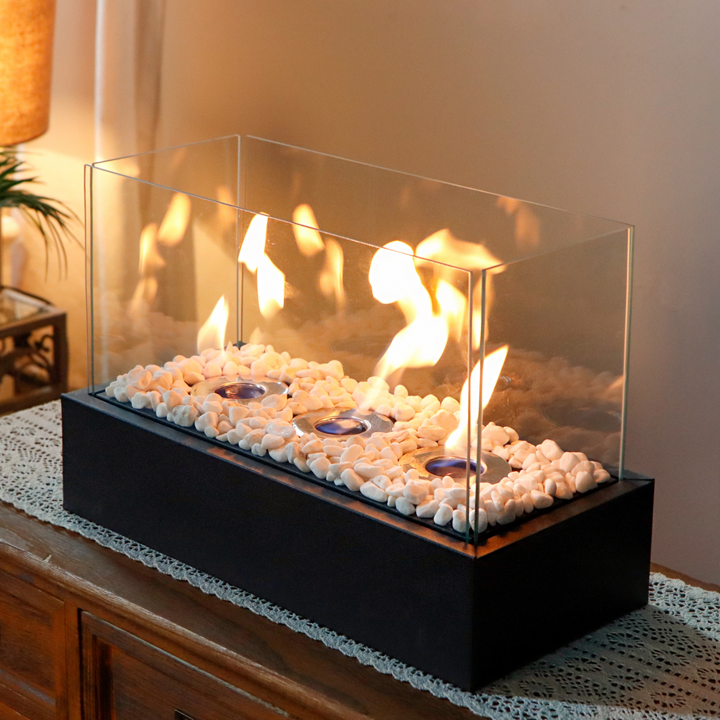 18"x 8''x11.5" Portable Tabletop Fireplace–Clean-Burning Bio Ethanol Ventless Fireplace