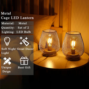 jhy design battery operated lamp 11 h metal cage cordless lamps decorative  led lantern with 6-hours timer for home bedroom l